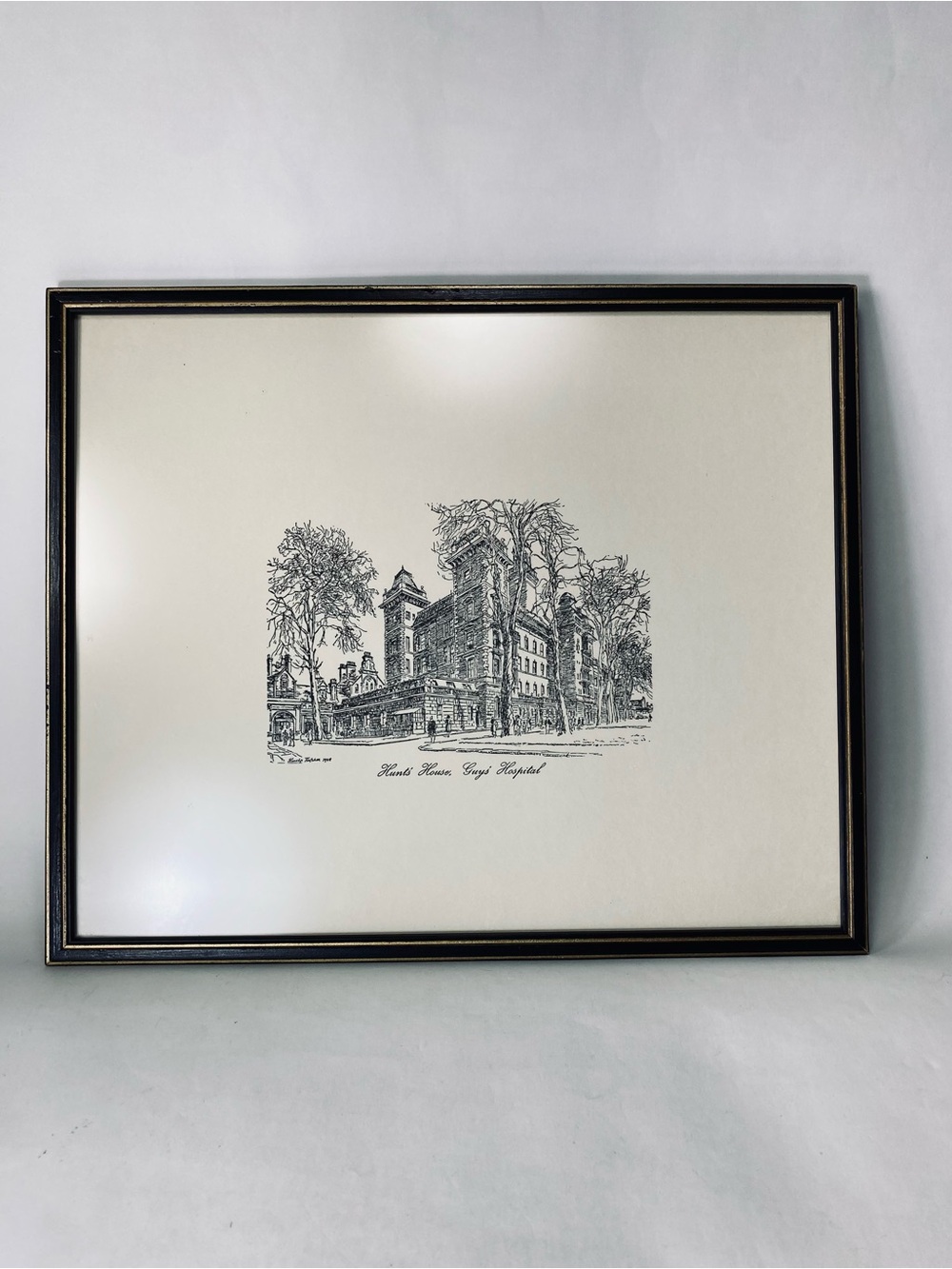 Vintage Framed Architecture Print by Fletcher 1946 "Hunts House Guys Hospital"